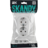 Розетка 2-местная с заземлением без защитных шторок 16А в сборе IEK SKANDY SK-R08W арктический белый SK-R21-16-K01-F
