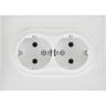 Розетка IEK SKANDY SK-R07W 2-местная с заземлением с защитными шторками 16А в сборе арктический белый SK-R24-16-K01-F